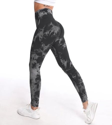 Women's High Waist Tie-dye Fitness Running Pants