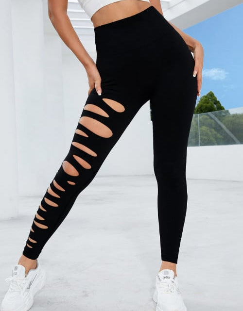 Load image into Gallery viewer, High Waist Hollow Tie-Dye Yoga Fitness Pants
