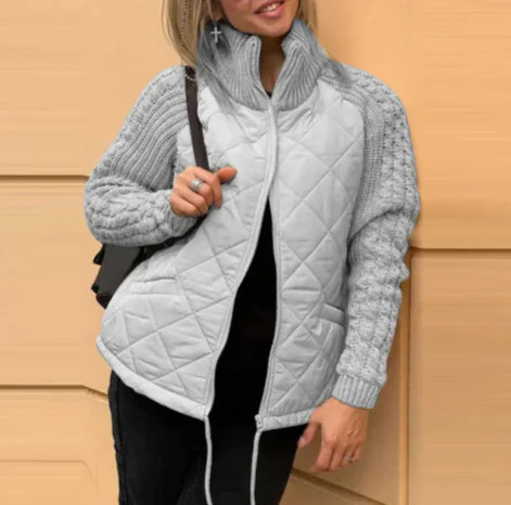 Load image into Gallery viewer, Stand Collar Cotton Jacket with Pockets – Women’s Winter Zip-Up Coat
