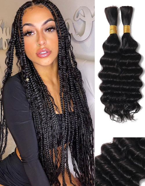 Load image into Gallery viewer, 20Inch 100 Percent Human Braiding Hair For Boho Braids Deep Wave Bulk Human Hair Bundles For Braiding Curly Micro Braiding Hair Human Hair Wet And Wavy YNiSew
