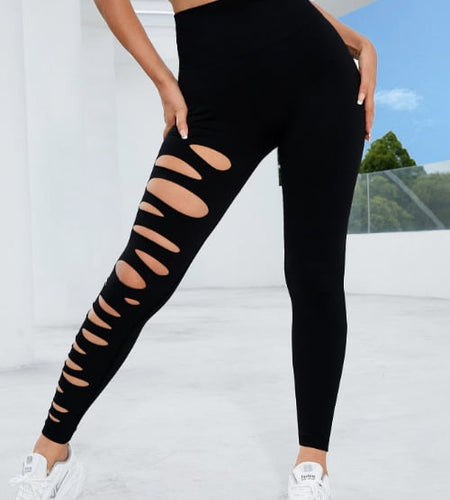 High Waist Hollow Tie-Dye Yoga Fitness Pants