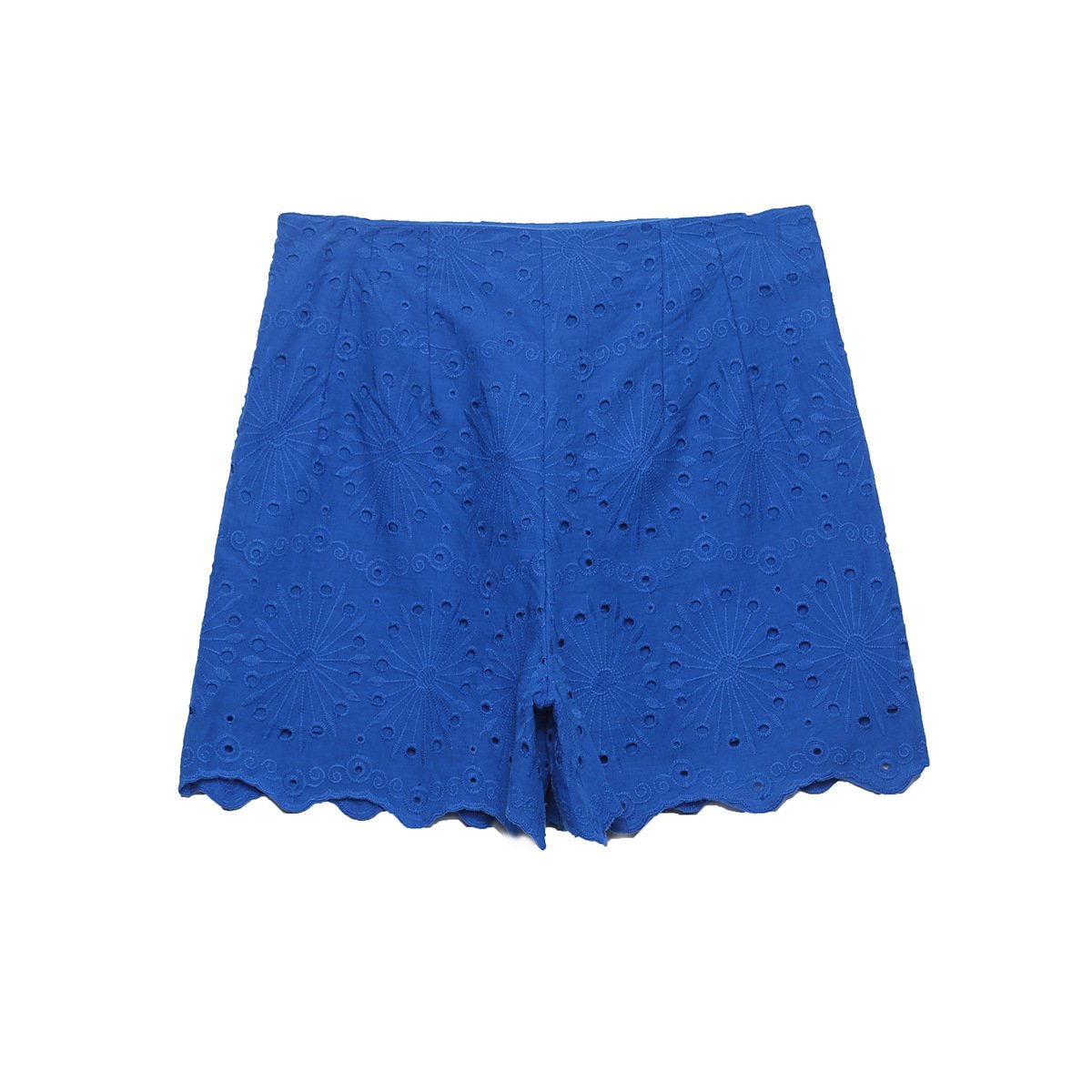 Embroidered High Waist Hollow Design Shorts