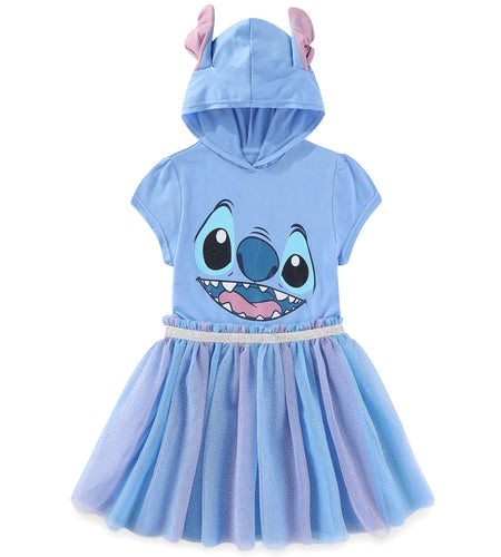 Disney Lilo & Stitch Girls Cosplay Hooded with Ears Tulle Dress for Big Kids