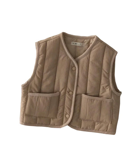 Kids' Warm Autumn/Winter Vest - Solid Color Jacket
