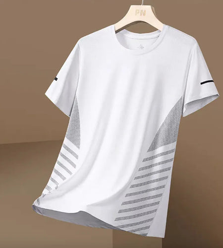 Men's Ice Silk Quick-Dry Round Neck T-Shirt - Lightweight & Breathable Short Sleeve