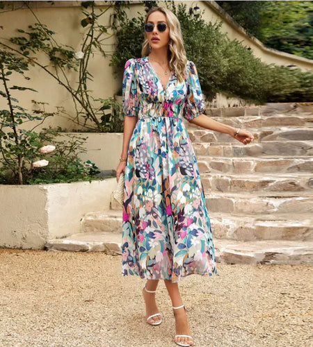 Seaside Chic V-Neck Maxi Dress