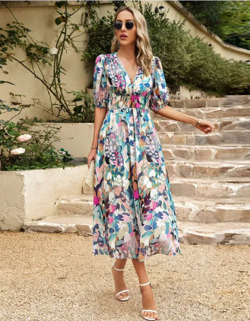 Load image into Gallery viewer, Seaside Chic V-Neck Maxi Dress
