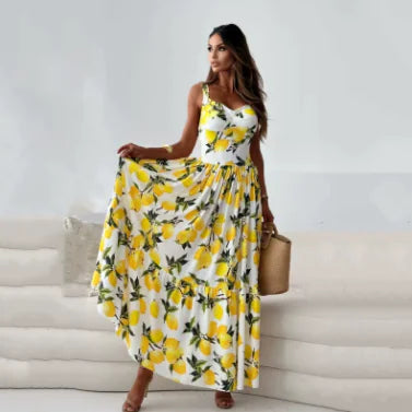 Load image into Gallery viewer, Floral Spaghetti-Strap Backless Maxi Dress
