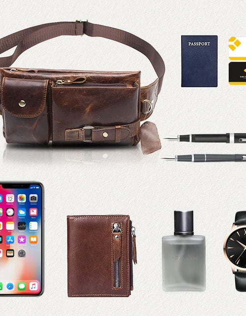 Load image into Gallery viewer, Men&#39;s Waist Genuine Leather Bag
