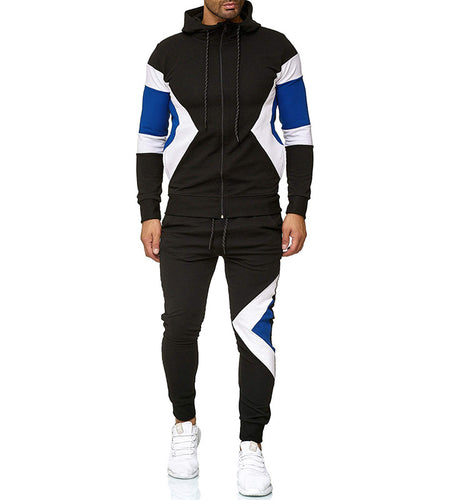 Men's Color Block Hoodie and Sweatpants Set