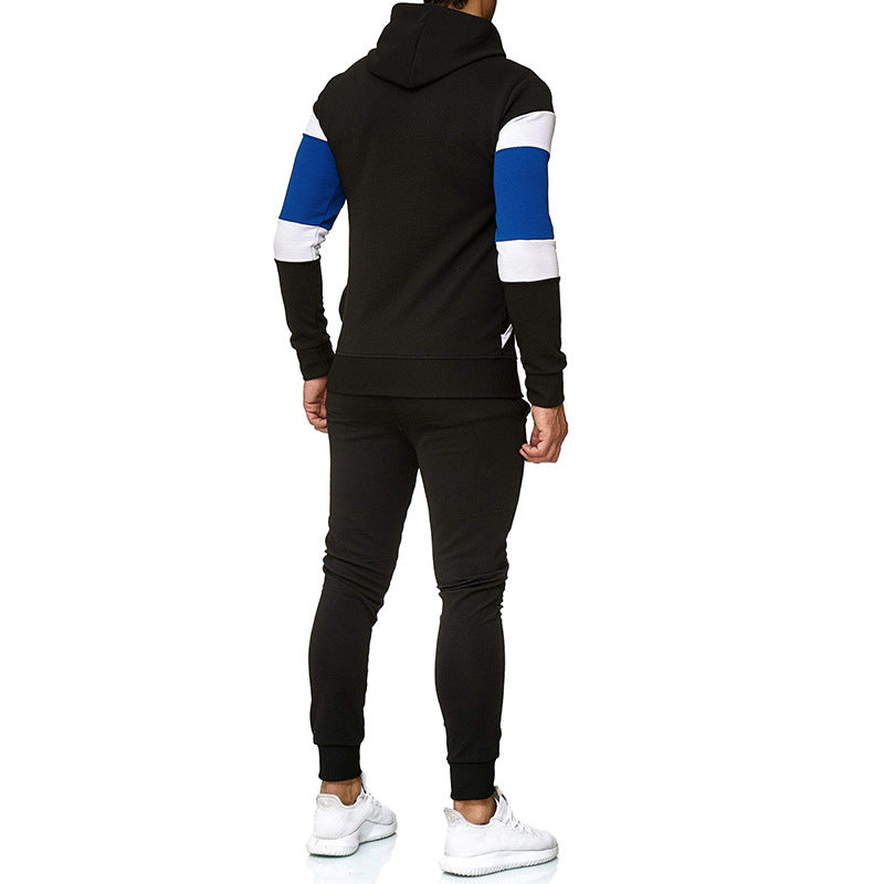Men's Color Block Hoodie and Sweatpants Set