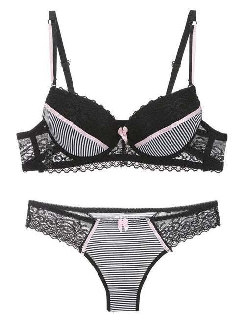 Load image into Gallery viewer, Lace Striped Lingerie Set with Bra and Panties
