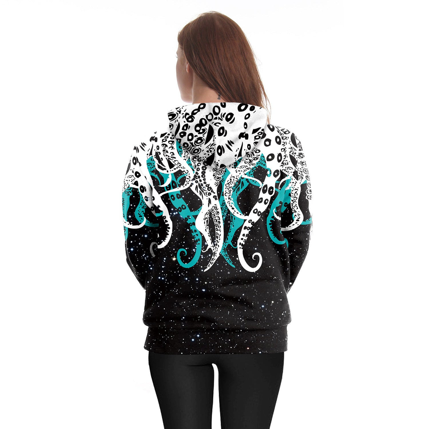 Men's Loose-Fit Hoodie with Octopus Digital Print