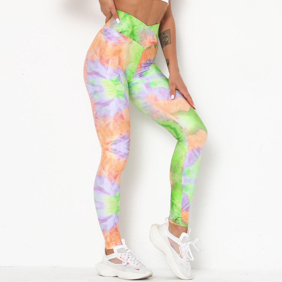 Tie-Dye Cross-Waist Fitness & Yoga Pants