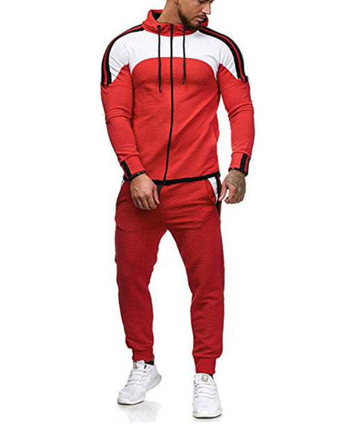 Load image into Gallery viewer, Men's Casual Sports Set with Color Block Hoodie
