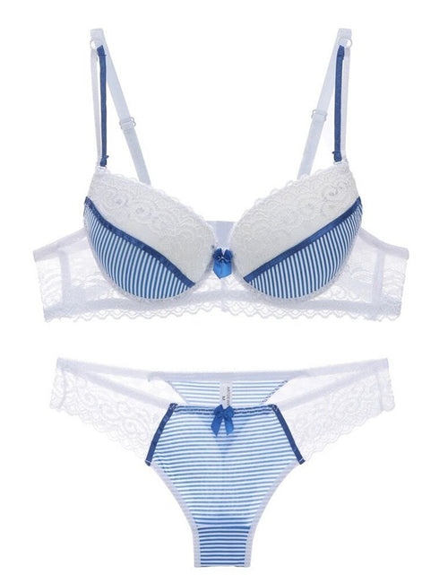 Load image into Gallery viewer, Lace Striped Lingerie Set with Bra and Panties
