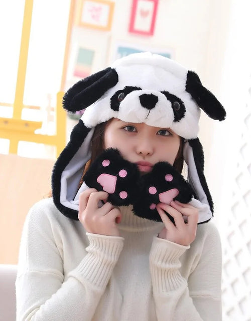 Load image into Gallery viewer, Plush Animal Cartoon Hat with Moving Rabbit Ears: Funny Gift for Kids
