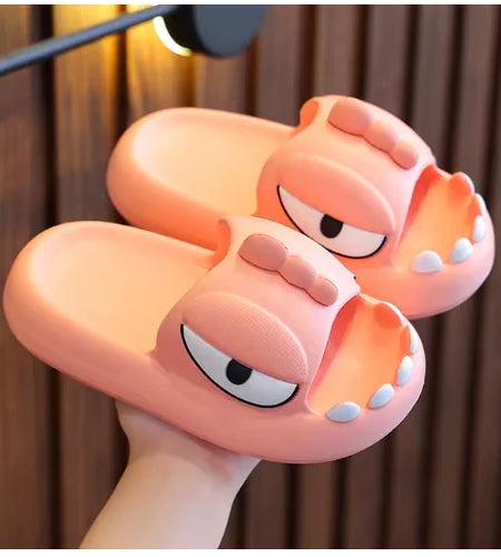 Cute Cartoon Monster Slippers – Non-Slip Platform Slides for Kids & Adults"