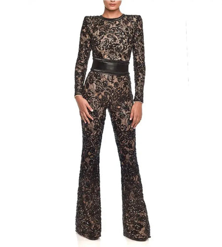 European and American Celebrity Style Lace Slim Jumpsuit
