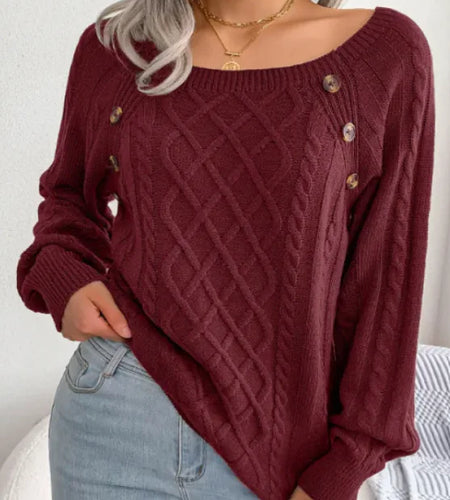 Twist Knit Square Neck Sweater