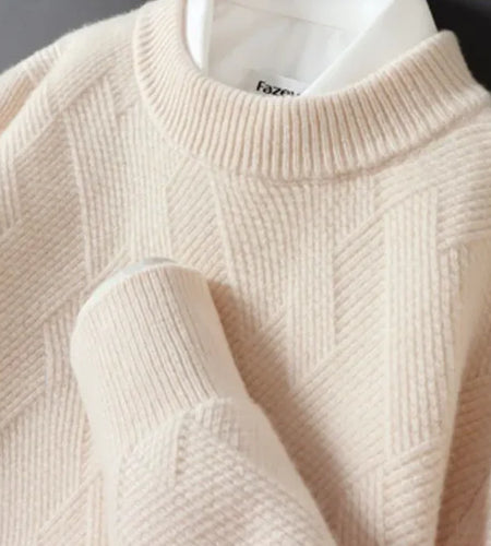Men's Loose Thick Jacquard Round Neck Sweater