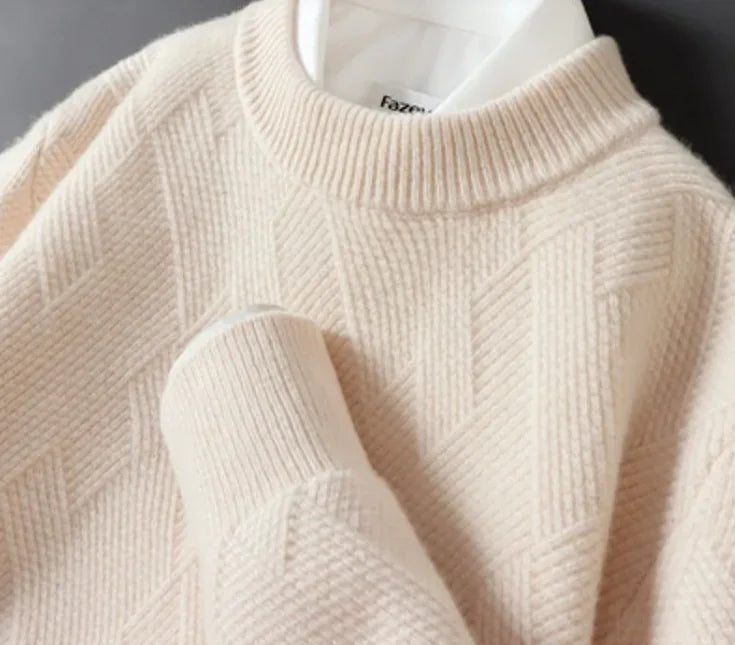 Men's Loose Thick Jacquard Round Neck Sweater