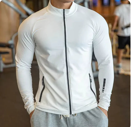 Load image into Gallery viewer, Men's Compression Long Sleeve Running Jacket with Stand Collar
