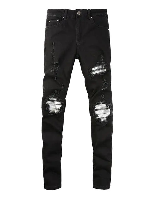 Load image into Gallery viewer, Men&#39;s Black Color Ripped Skinny Jeans
