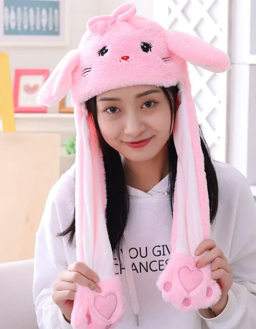 Load image into Gallery viewer, Plush Animal Cartoon Hat with Moving Rabbit Ears: Funny Gift for Kids
