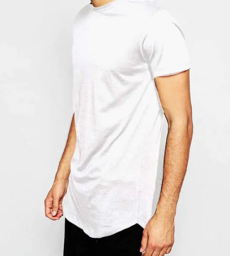 High Street Extended Base Men's Circular Lower Hem T-shirt Top Summer