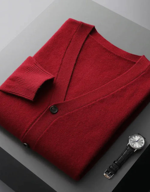 Load image into Gallery viewer, Men's Casual V-Neck Wool Cardigan
