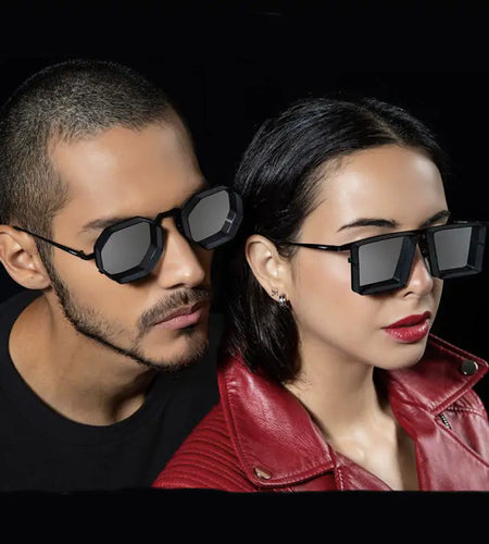 Polygon Hollow Frame Sun Glasses