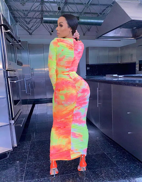 Load image into Gallery viewer, Autumn Digital Print Long Sleeve Bodycon Dress for Women
