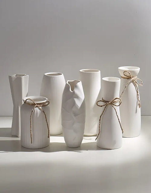 Load image into Gallery viewer, Modern Minimalist White Hemp Rope Ceramic Vase
