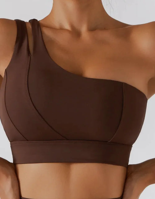 Load image into Gallery viewer, Ribbed One Shoulder Stretch Yoga Bra &amp; Shockproof Women's Activewear Set
