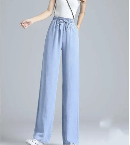 High-Waist Wide-Leg Ice Silk Pants – 9 Points