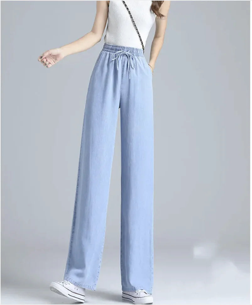 High-Waist Wide-Leg Ice Silk Pants – 9 Points