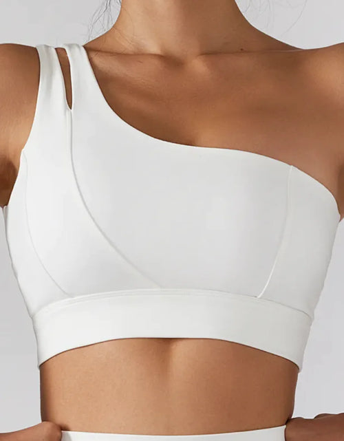 Load image into Gallery viewer, Ribbed One Shoulder Stretch Yoga Bra &amp; Shockproof Women's Activewear Set
