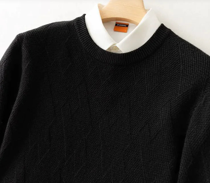 Men's Loose Thick Jacquard Round Neck Sweater