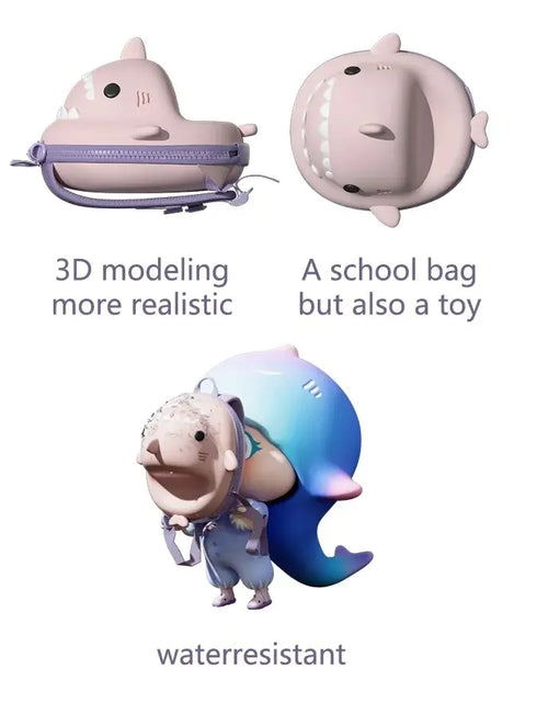 Load image into Gallery viewer, 3D Shark Toddler Kindergarten School Bags
