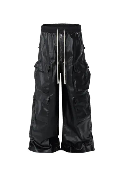 Leather Baggy Cargo Pants