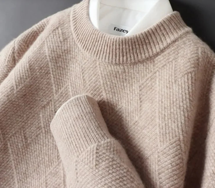 Men's Loose Thick Jacquard Round Neck Sweater