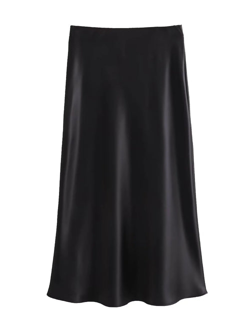 Load image into Gallery viewer, Women&#39;s Satin Pleated Midi Skirt
