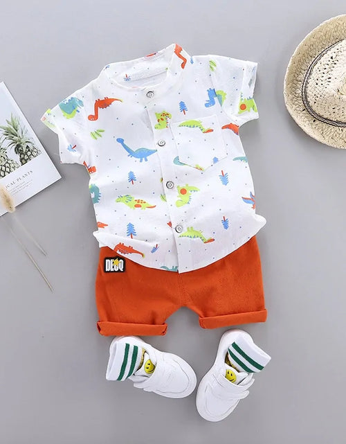 Load image into Gallery viewer, 2021 Cartoon Dinosaur Print Toddler Boy Summer Set: Shirt + Pants
