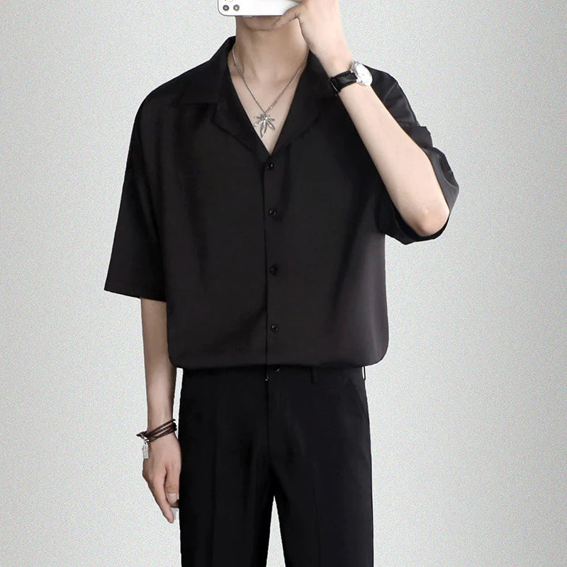 Men's Loose Casual Draped Ice Silk Shirt