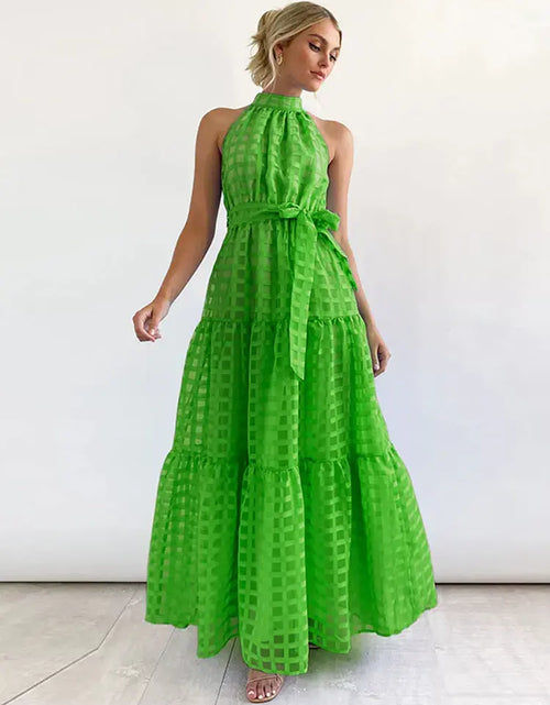 Load image into Gallery viewer, Women's Grid Hollow Long Dress
