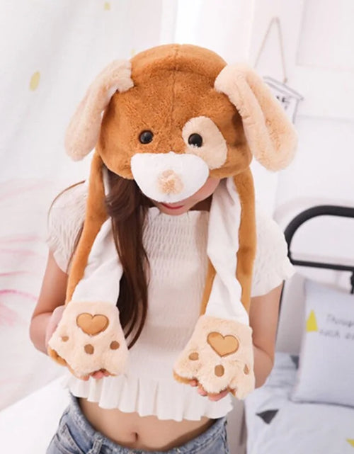 Load image into Gallery viewer, Plush Animal Cartoon Hat with Moving Rabbit Ears: Funny Gift for Kids
