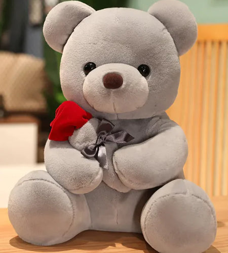 Hugging Roses Teddy Bear Plush Pillow