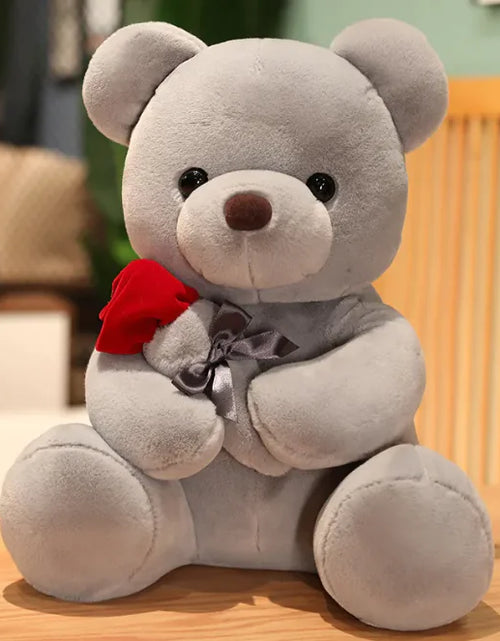 Load image into Gallery viewer, Hugging Roses Teddy Bear Plush Pillow

