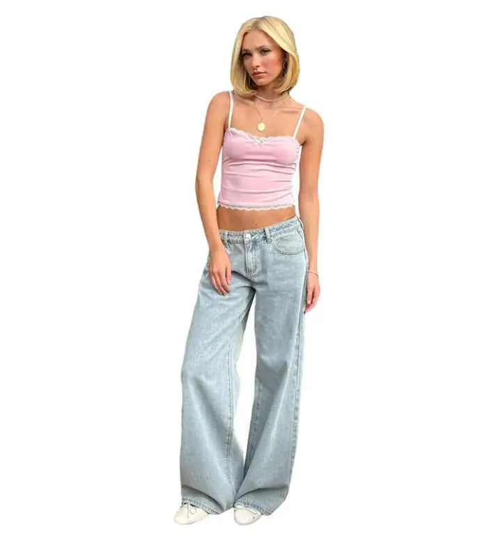 Women's Low Waist Straight Wide Leg All-matching Jeans